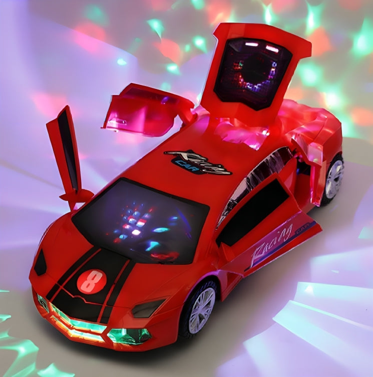 Transforming Robot Sports Car Toy with Lights & Music